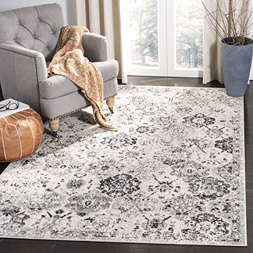 SAFAVIEH Madison Collection Area Rug - 5'3" x 7'6", Silver & Grey, Boho Chic Distressed Design, Non-Shedding & Easy Care, Ideal for High Traffic Areas in Living Room, Bedroom (MAD611G)