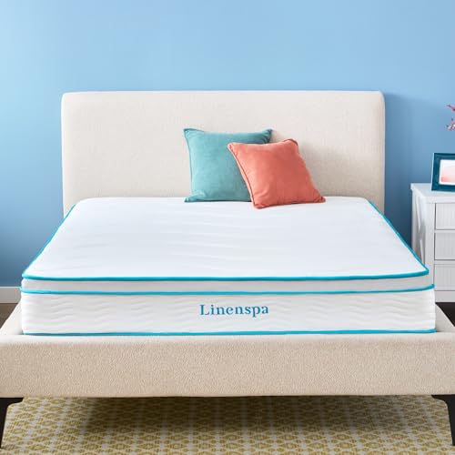 Linenspa 10 Inch Memory Foam and Spring Hybrid Mattress - Medium Feel - Bed in a Box - Quality Comfort and Adaptive Support - Breathable - Cooling - Perfect for a Guest Bedroom - Twin XL Size
