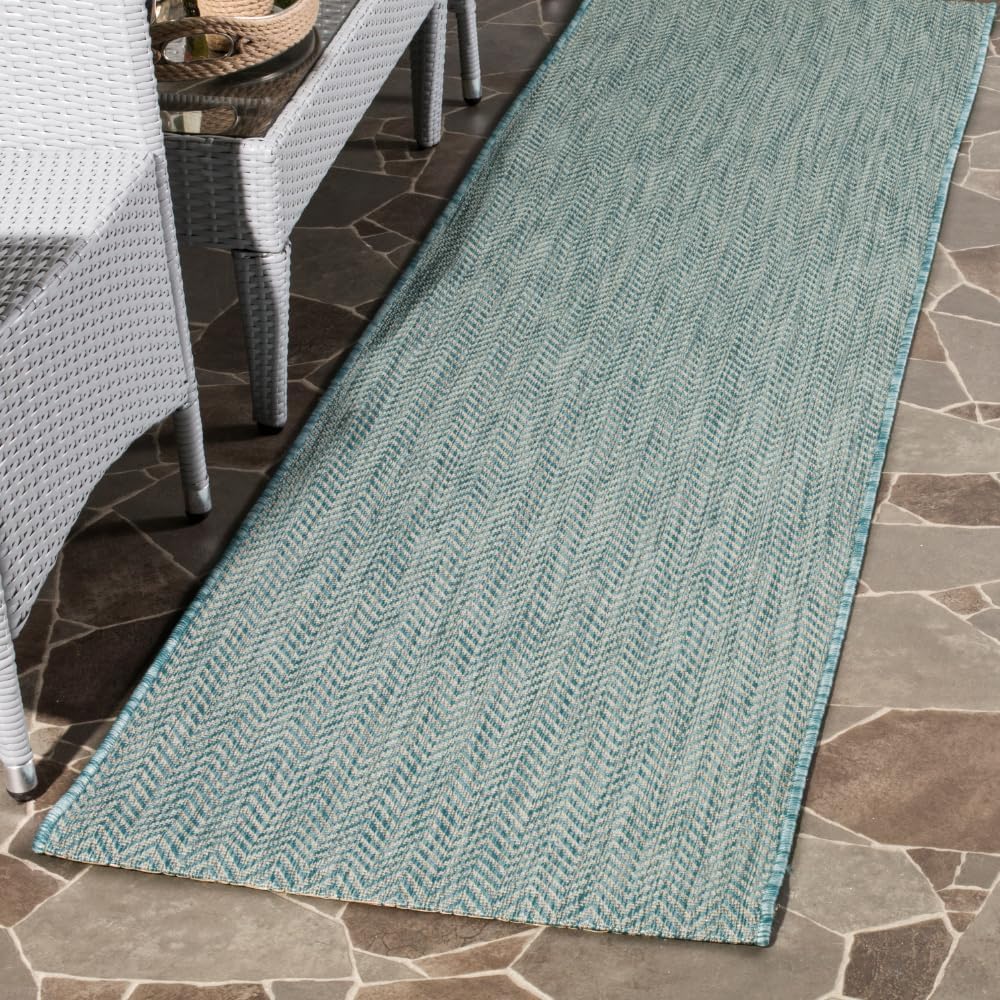SAFAVIEH Courtyard Runner (Aqua)