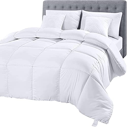 Utopia Bedding Comforter Duvet Insert, Quilted Comforter with Corner Tabs, Box Stitched Down Alternative Comforters King Size (White, Pack of 3)