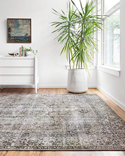 Loloi Layla Collection LAY-06 Taupe/Stone 2'-6" x 7'-6" .13" Thick Runner Rug, Soft, Durable, Vintage Inspired, Distressed, Low Pile, Non-Shedding, Easy Clean, Printed, Living Room Rug