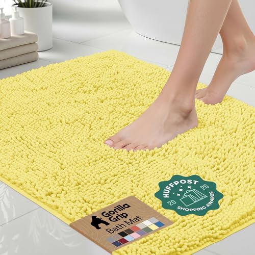 GORILLA GRIP Bath Rug Mat 60x24, Yellow
