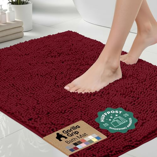 GORILLA GRIP Bath Rug Mat 44x26, Burgundy