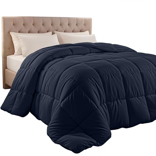 Utopia Bedding Comforter Duvet Insert, Quilted Comforter with Corner Tabs, Box Stitched Down Alternative Comforters King Size (Navy)