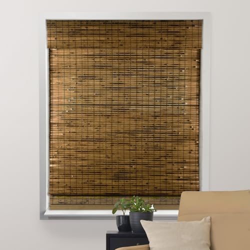 ARLO BLINDS Sheer Bamboo Roman Shades with Valance - Java Deep, 35.5" W x 60" H - Light Filtering Cordless Blinds for Interior Windows - Real Natural Bamboo Material - Mounting Hardware Included