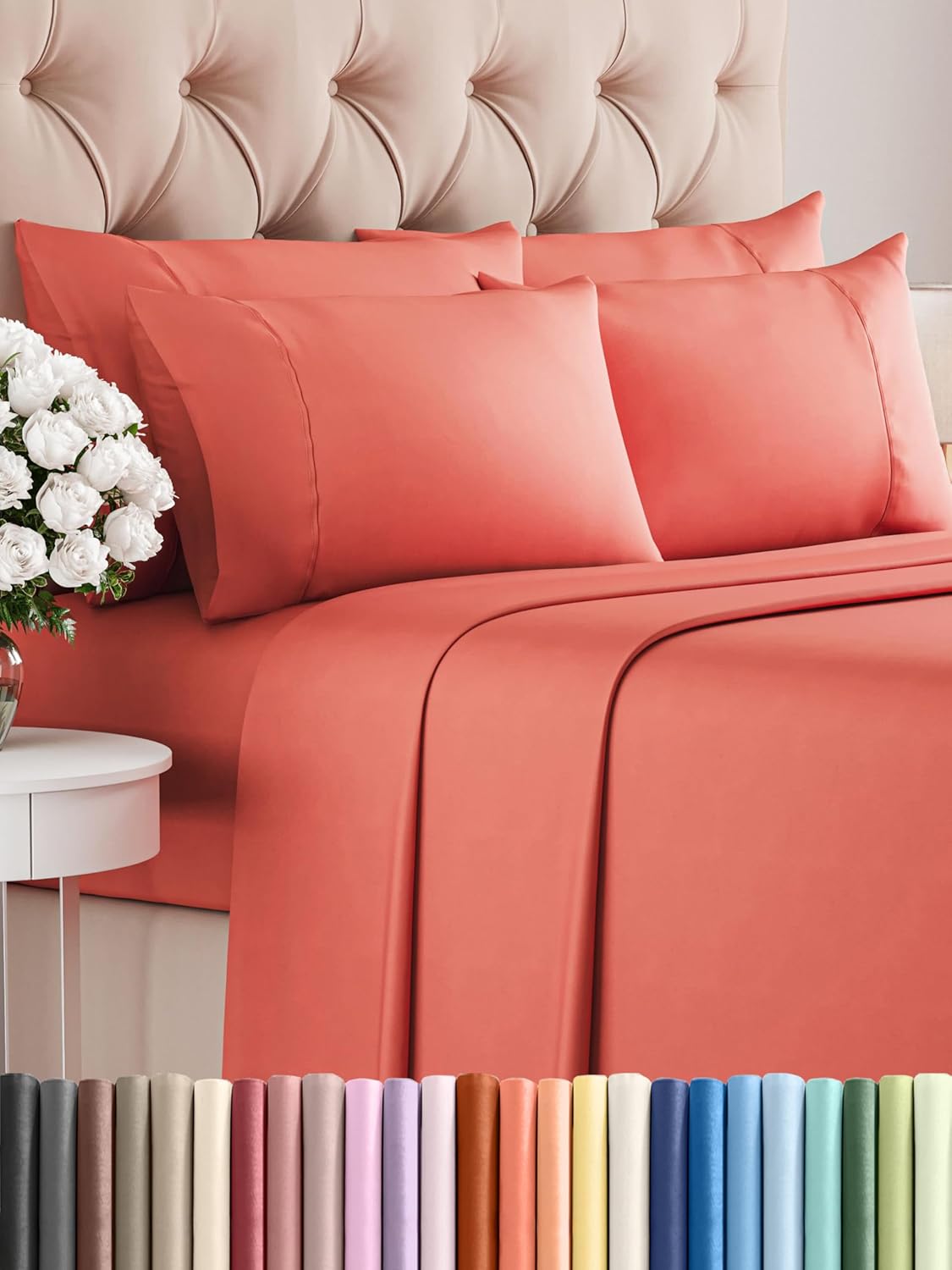 King Sheets Set 6 Piece - Coral