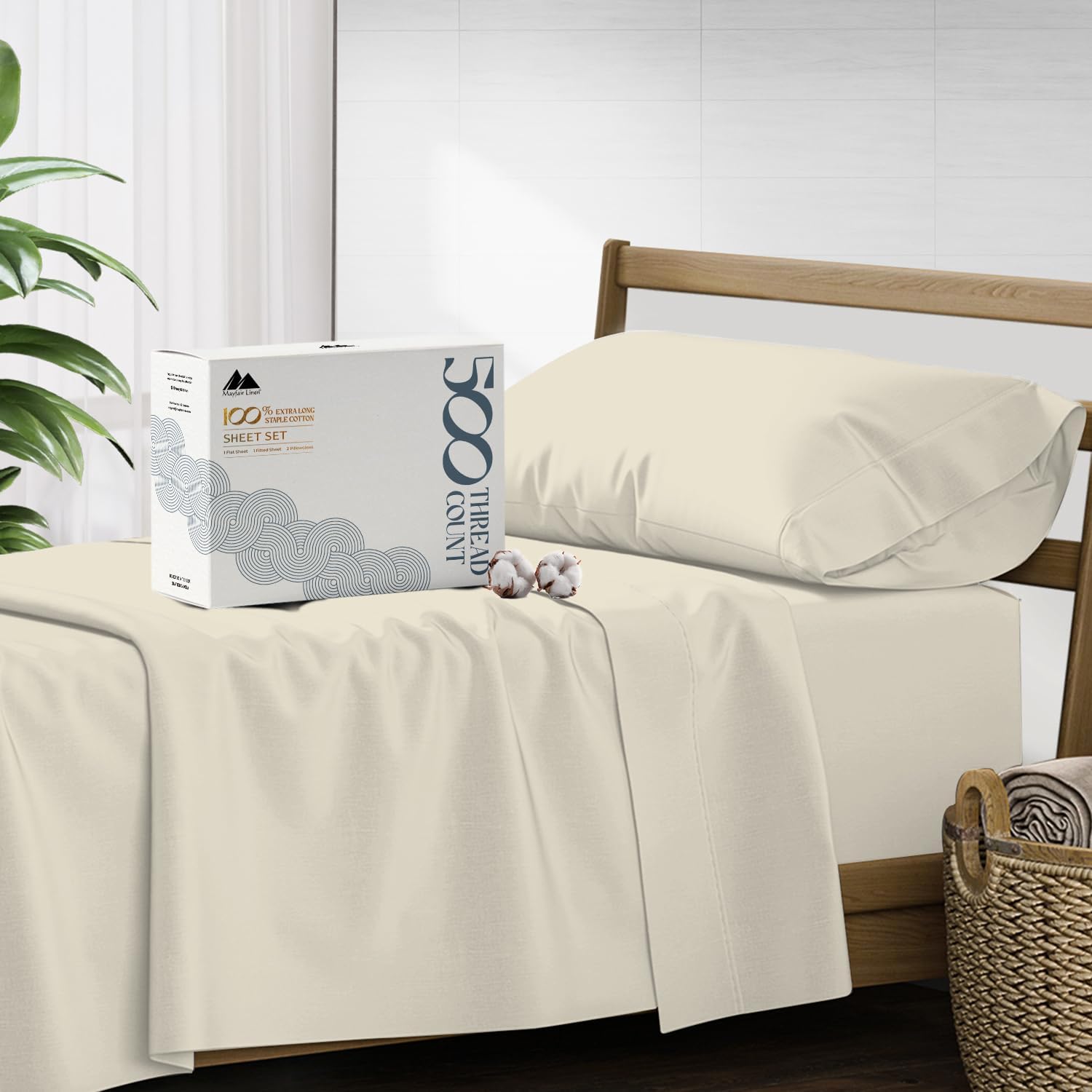 Mayfair Linen 100% Cotton 500TC (Ivory)