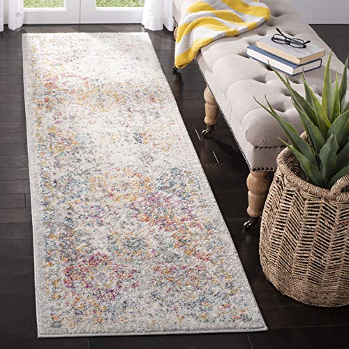 SAFAVIEH Madison Collection Runner Rug - 2'3" x 20', Grey & Gold, Boho Chic Distressed Design, Non-Shedding & Easy Care, Ideal for High Traffic Areas in Living Room, Bedroom (MAD611F)
