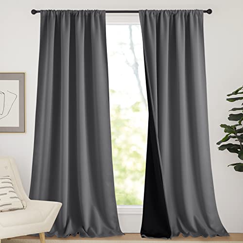 NICETOWN 108 inch 100% Blackout Curtains (Grey)