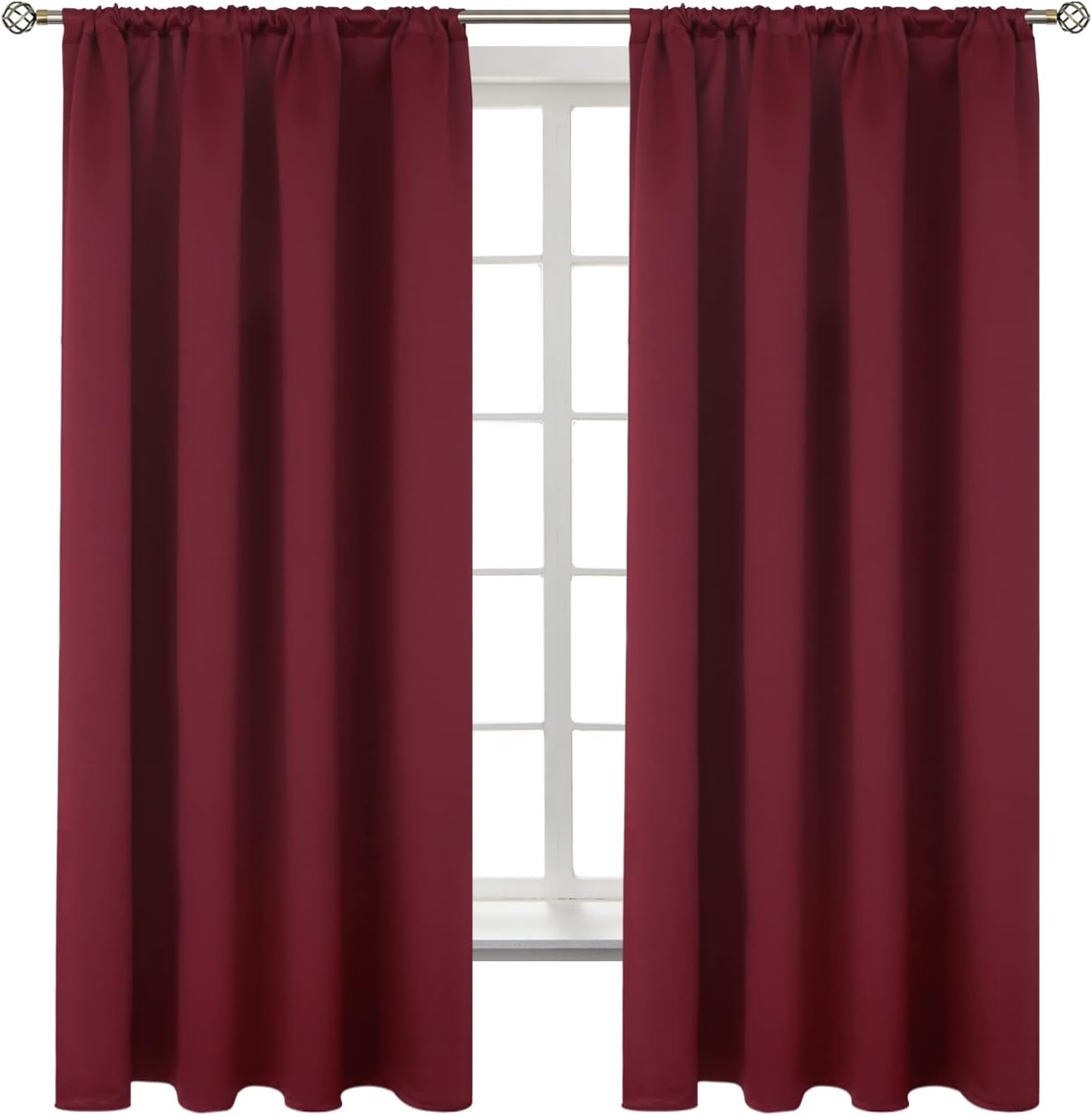 BGment Burgundy Blackout Curtains