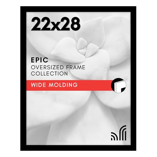 Americanflat 22x28 Poster Frame with Polished Plexiglass - Black Picture Frame - Wide Photo Frames Made of Engineered Wood for Vertical or Horizontal Wall Display - Epic Collection - Black