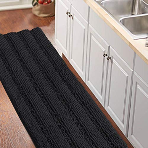 Turquoize Black Chenille Shag Runner