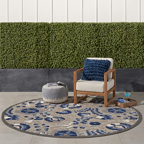 Nourison Home Aloha Natural/Blue 8' Round