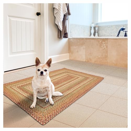 Harvest Bathroom Rug Brown 20x30 - Premium Jute Braided Rug for Country Kitchen and Entryway, Rich Colors, Low Maintenance No-Shed Jute
