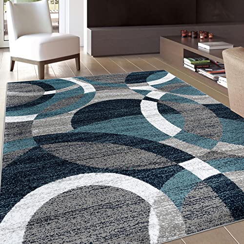 Rugshop Blue Modern Geometric 7'10" x 10'2"