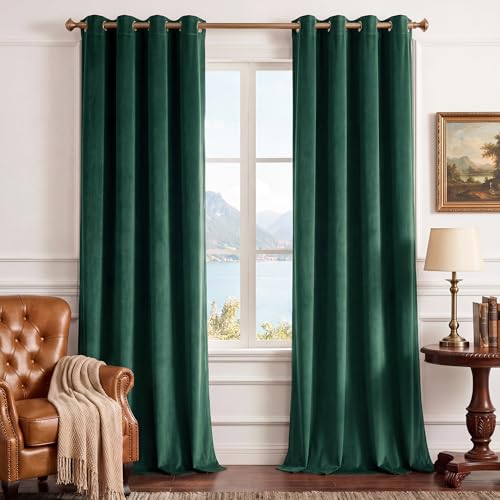 StangH Emerald Green Velvet Curtains 84 in