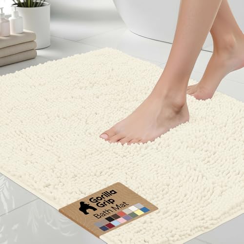 GORILLA GRIP Bath Rug Mat 48x24 (Ivory)