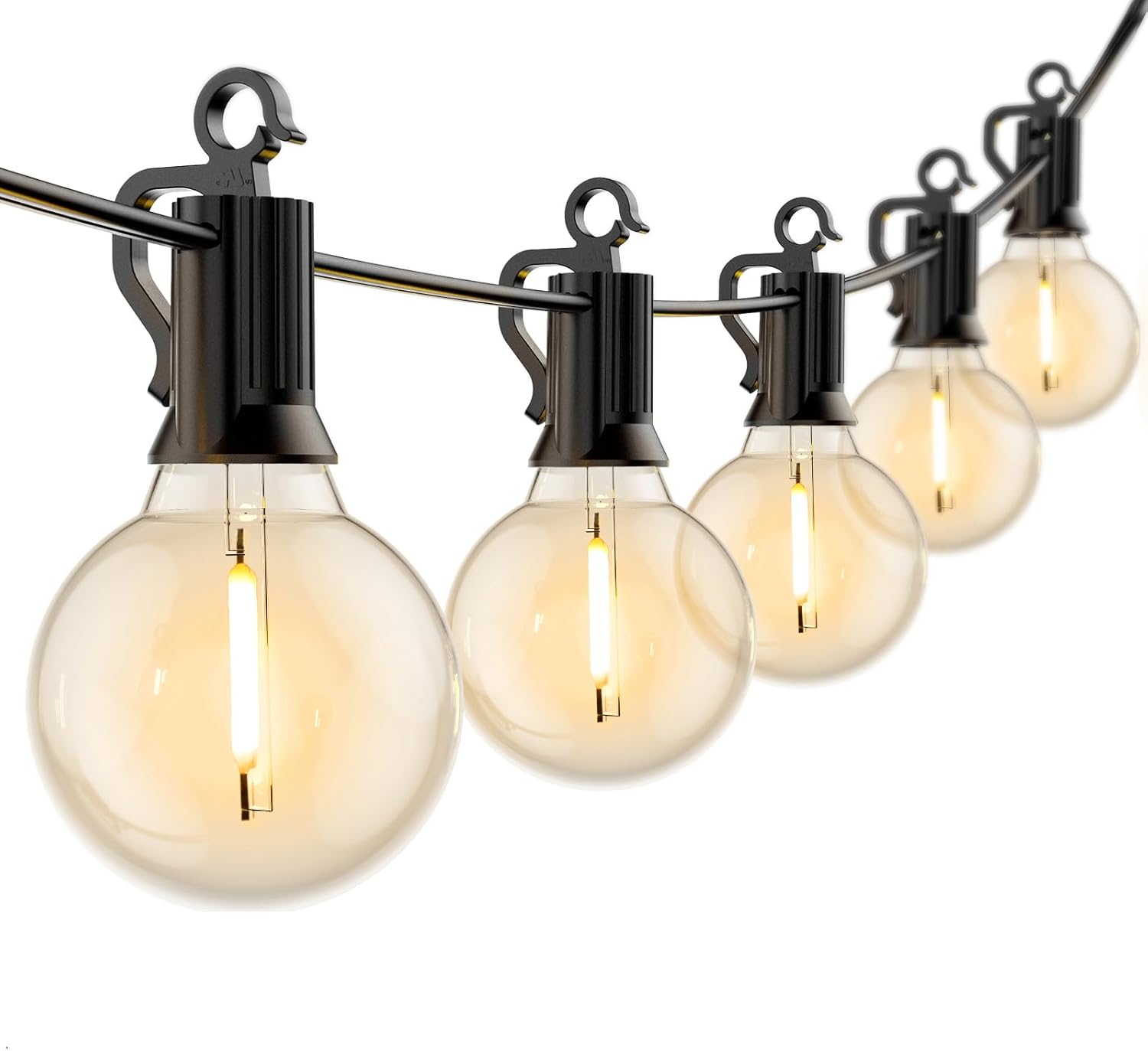 Outdoor String Lights Hanging Globe Patio Lights with 50 G40 Shatterproof Bulbs(2 Spare), IP44 Waterproof Connectable Commercial 50 Hanging Light for Indoor Outdoor Decor