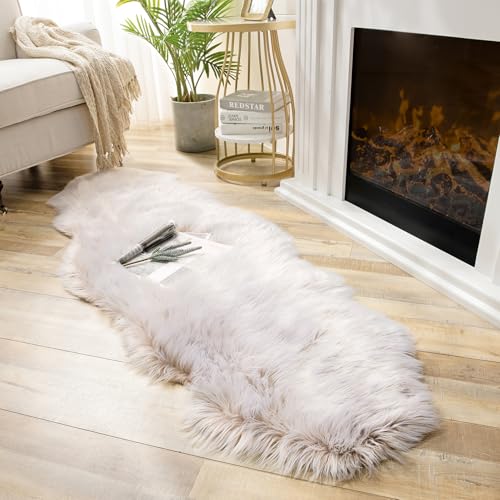 Ashler Faux Fur Rug (Frosted Beige) 2x6