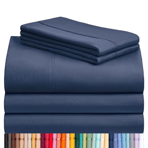 LuxClub 5 PC Split King Sheet Set (Navy)