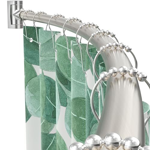 Curved Shower Curtain Rod For Bathroom 38-72 Inches, Adjustable Length, Curved Shower Rod, Metal Rods&Brackets, Round Shower Curtain Rods, Rotate Bracket For Large Shower Space, Need Drilling, Nickle