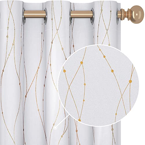 Deconovo Sun Blocking Short Curtains for Small Windows, 45 Inch Long, Pack of 2 - Thermal Insulated Curtains, Window Drapes Panels (42 x 45 Inch, Greyish White, 2 Panels)