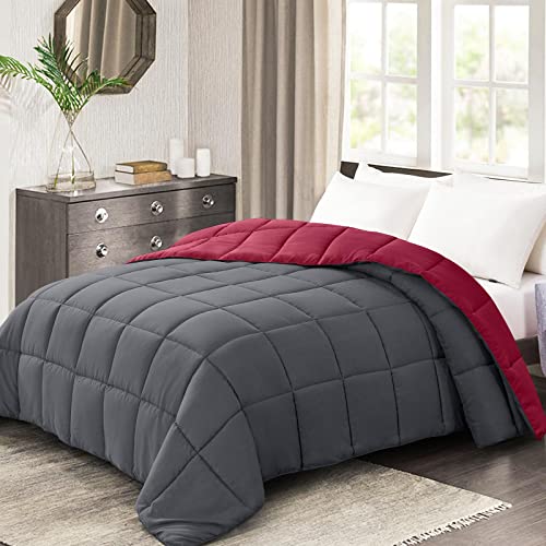Homelike Moment California King Lightweight Comforter Black - All Season Down Alternative Bed Comforter Summer Duvet Insert Quilted Reversible Comforters Cal King Size Black/Light Grey