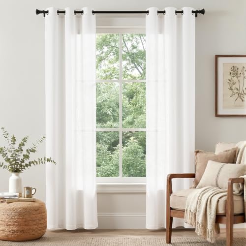 jinchan White Linen Curtains