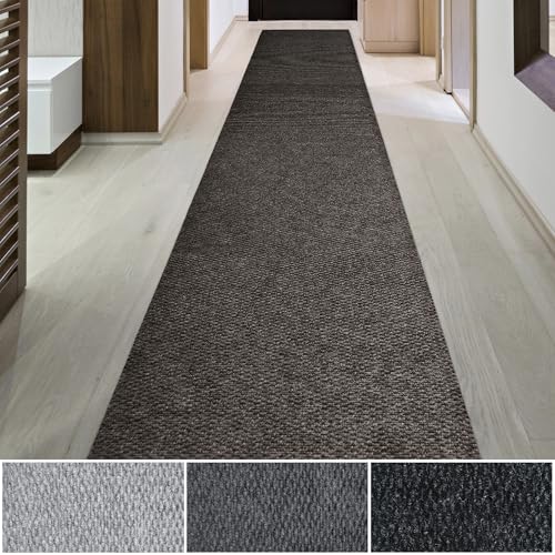 iCustomRug Spartan Weather Warrior Indoor/Outdoor Utility Berber Loop Carpet Runner with Non-Slip Thermoplastic Rubber Backing, 4ft X 22ft in Brown