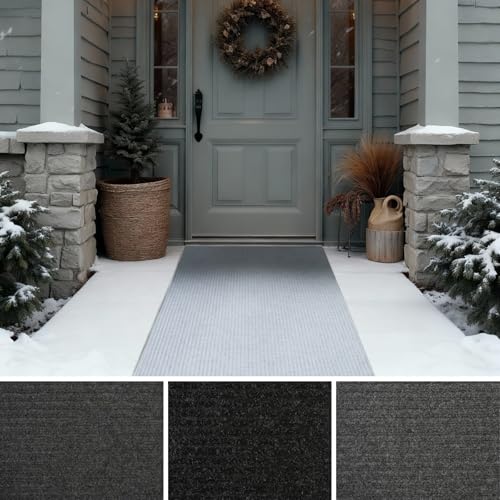 iCustomRug Ribbed Hallway Runner  3'x26' Grey, Indoor/Outdoor, Non-Slip TPR Rubber Backing, Low-Profile All-Weather Carpet, Non-Shedding & Easy Care, Utility Rug Ideal for High Traffic Areas