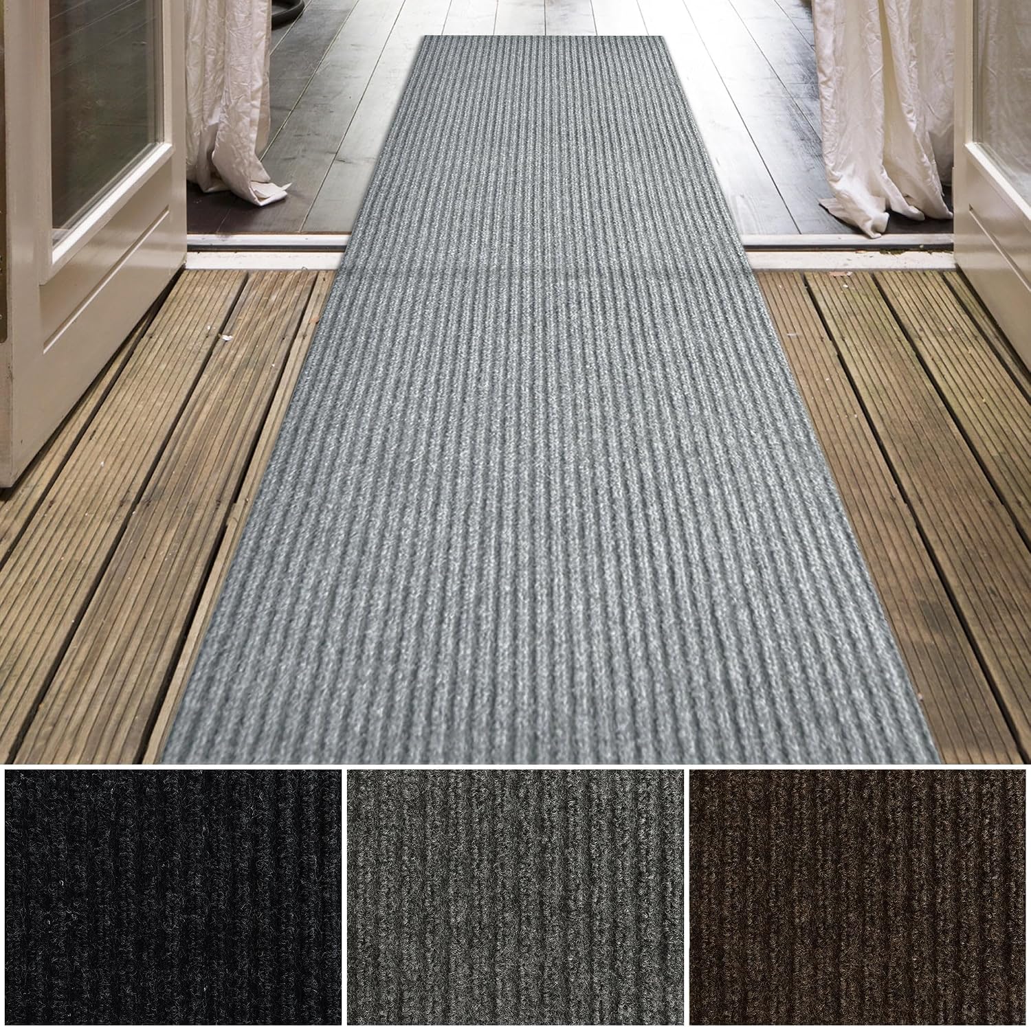 iCustomRug Ribbed Hallway Runner 3'x70' Grey