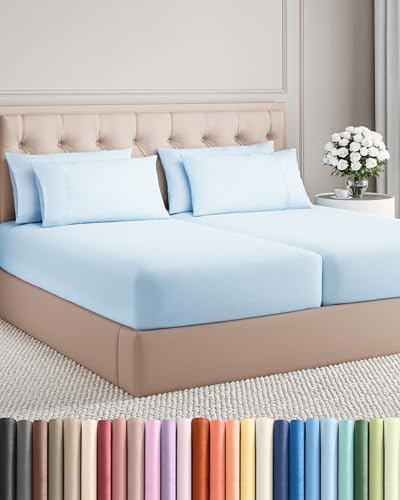 Split King 7 Piece Sheet Set - Baby Blue