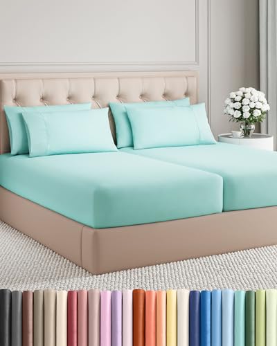 Split King 7 Piece Sheet Set (Spa Blue)