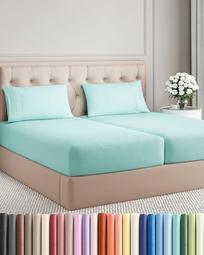 Split King 5 Piece Sheet Set - Spa Blue