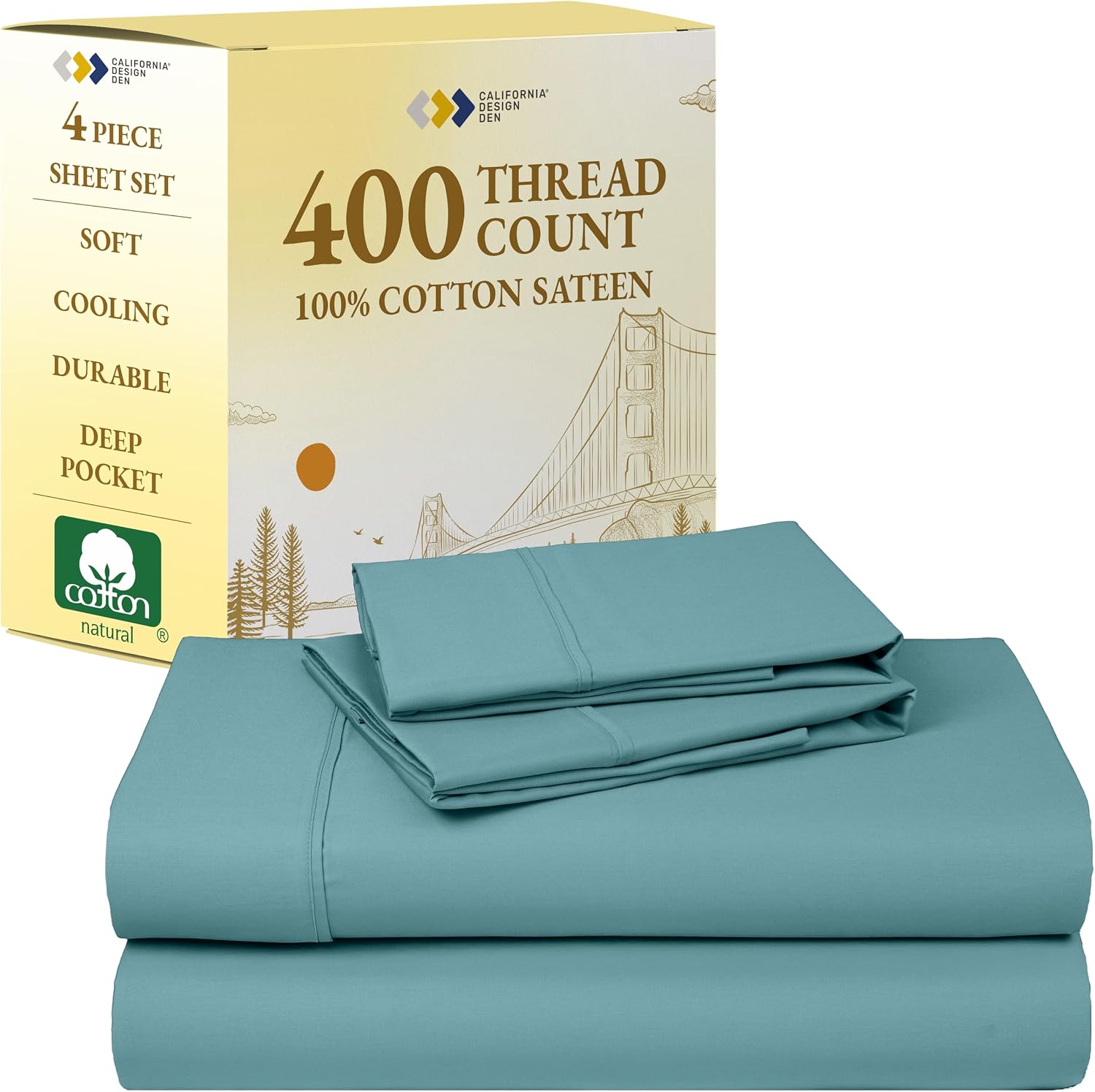 California Design Den 400TC Cotton Sateen (Teal)