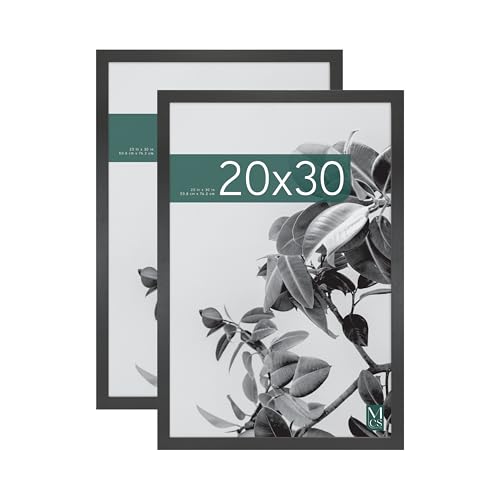 MCS Studio Gallery 20x30 Poster Frame Black Woodgrain, Vertical & Horizontal Wall Hanging Large Picture Frame for Photos, Posters & Art Prints (2-Pack)