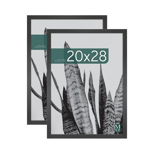 MCS Studio Gallery 20x28 Poster Frame Black Woodgrain Engineered Wood, Vertical & Horizontal Wall Hanging Large Picture Frame for Photos, Posters & Art Prints (2-Pack)