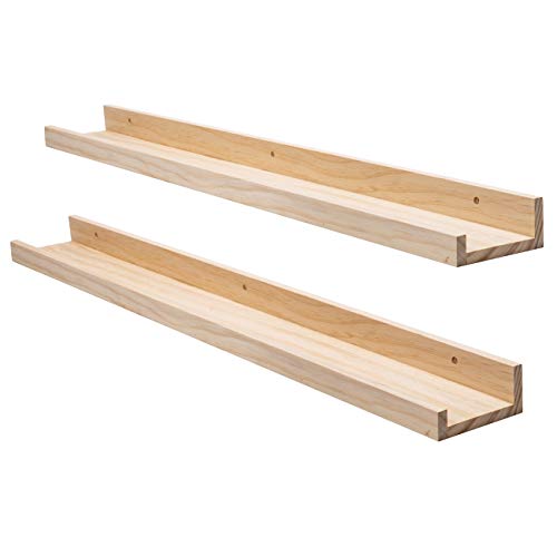 AZSKY 48" Natural Wood Photo Ledge (Set of 2)