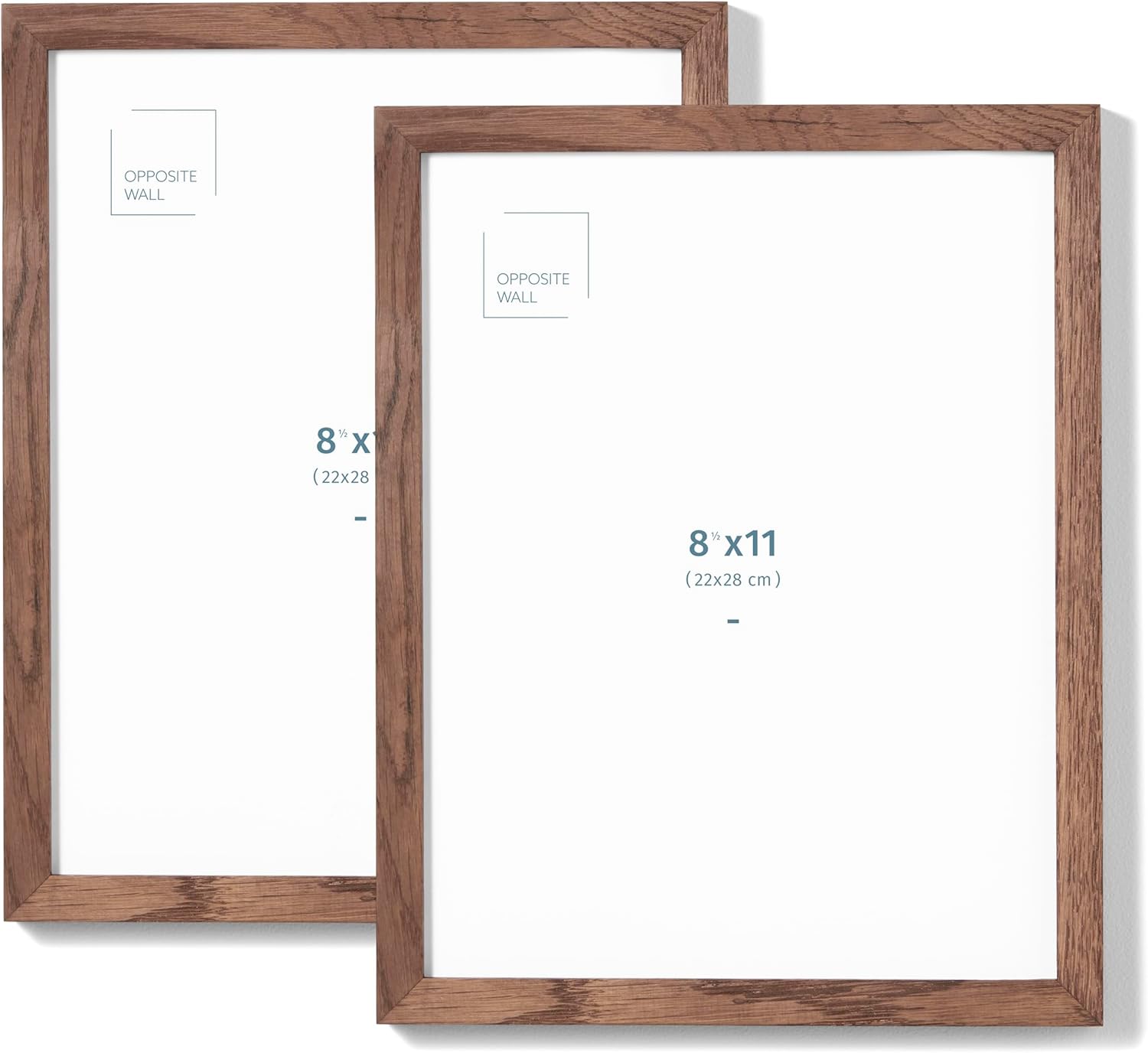 Opposite Wall - Set of 2-8.5 x 11 in - Dark Solid Oak Wood Picture Frames - Lightweight, Versatile & Shatterproof - Wall Hanging & Tabletop Photo Frame - Office, Gallery & Home Decor