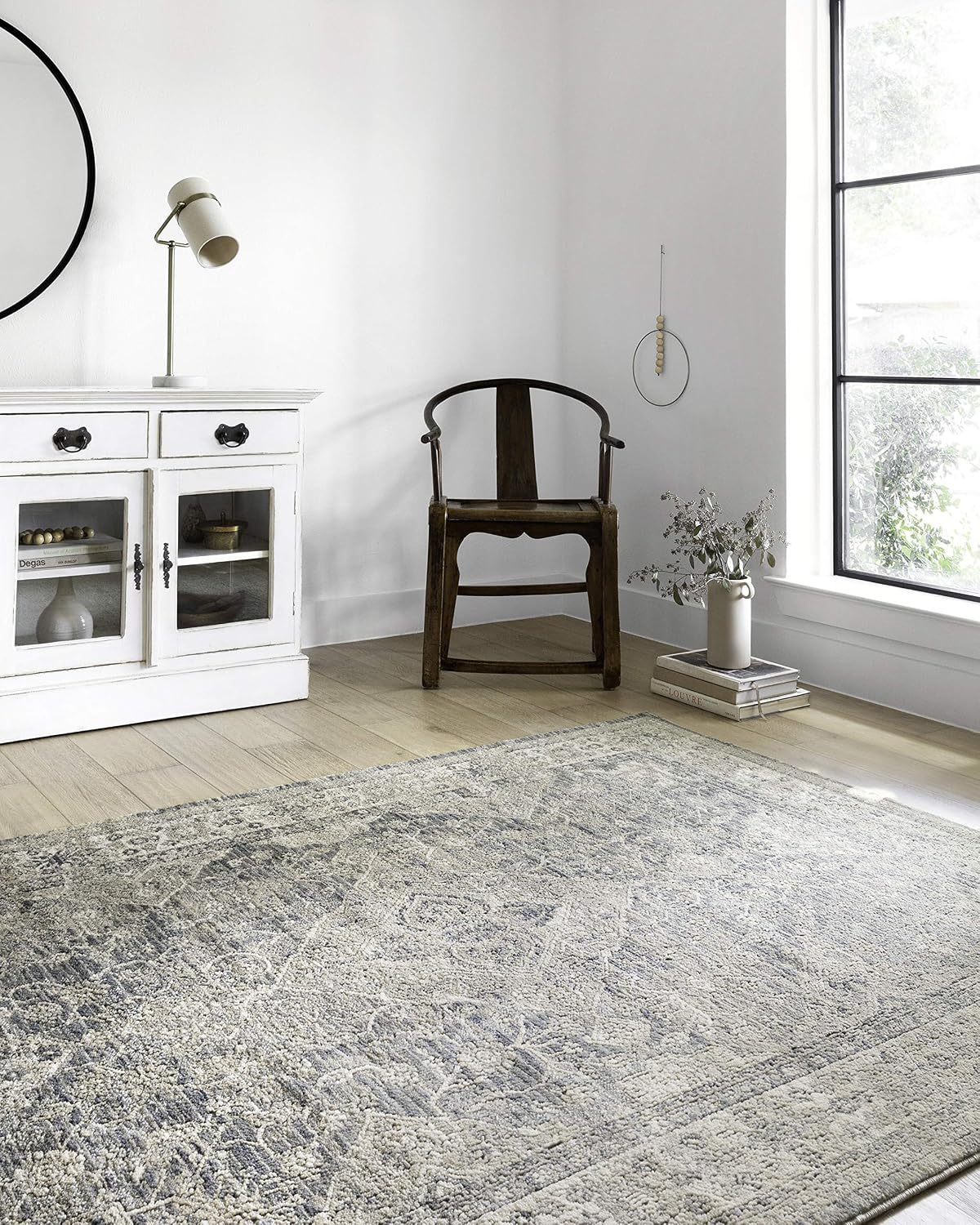 Loloi Teagan Collection TEA-04 Sky/Natural 2'-8" x 7'-6" Runner Rug, Large, Soft Neutral Rug, High-Traffic for Living Room, Bedroom, Home Office, Dining Area