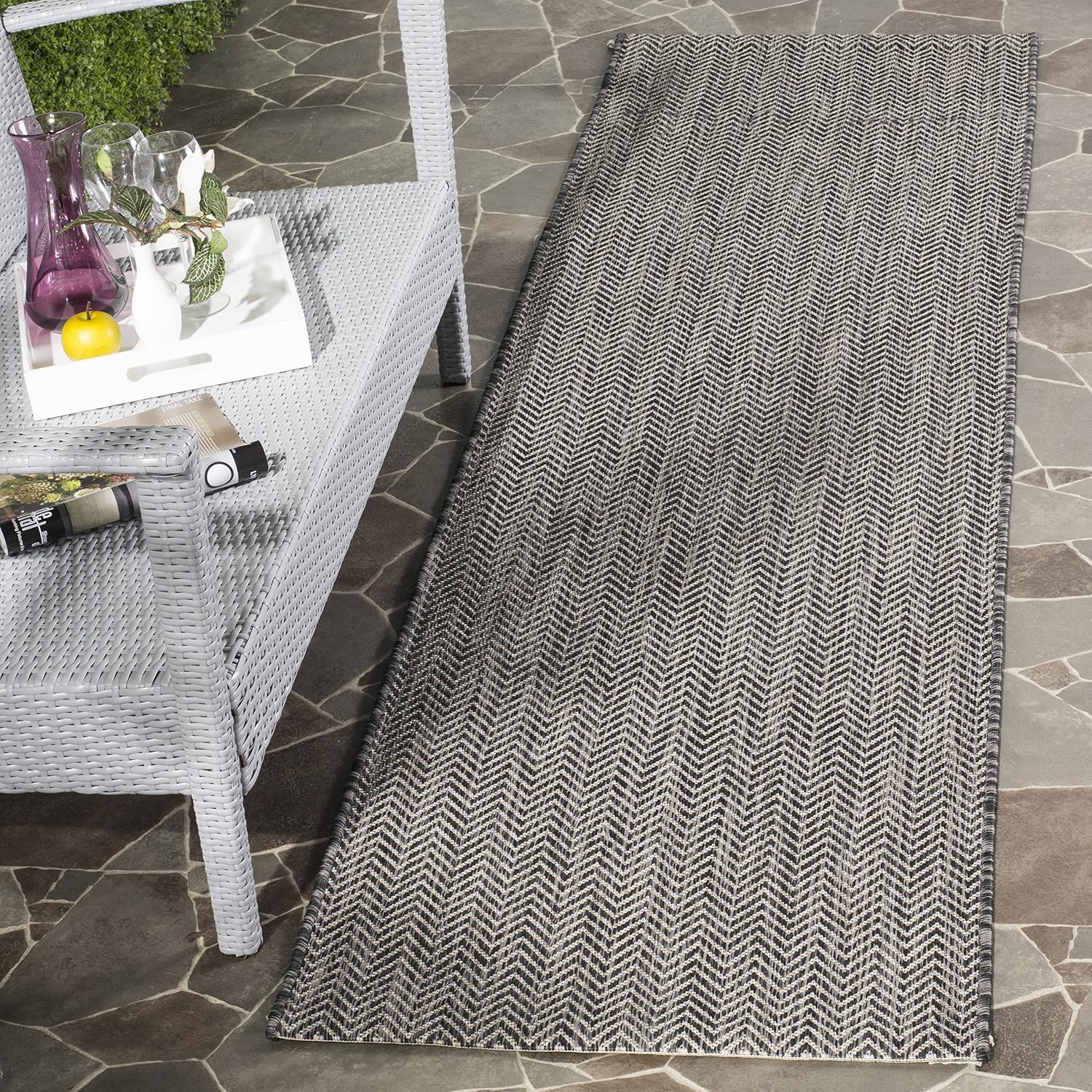 SAFAVIEH Courtyard Collection 2'3" x 22' Black/Beige CY8022 Indoor/ Outside Waterproof Easy cleansingPatio Backyard Mudroom Runner Mat