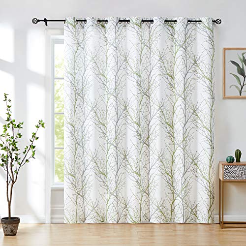FMFUNCTEX Green White Sliding Glass Door Curtain
