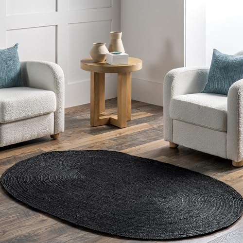 nuLOOM Oval 4x6 Rigo Jute (Black)