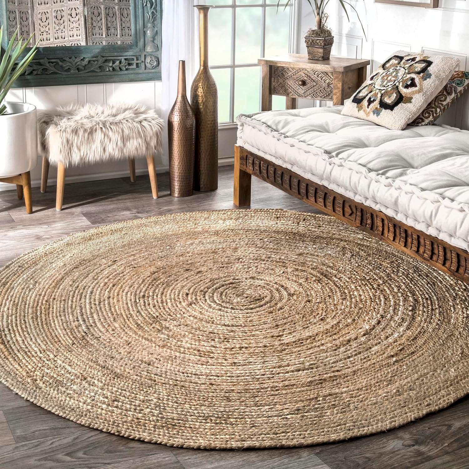 nuLOOM 5 Round Rigo Jute Hand Woven Area Rug