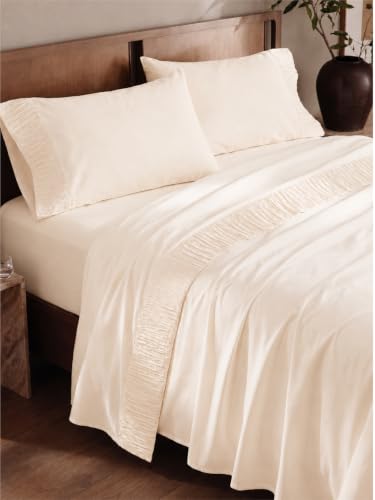 Bedsure King Size Sheets Set - 4 Pieces Soft King Sheets - Breathable & Cooling - Hotel Luxury - Easy Care Polyester Microfiber Bedding for Women, Men, Light Beige