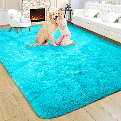 Noahas Fluffy Teal Blue Rug for Living Room,6x9 Area Rugs,Thick Plush Shag Rug,Big Fuzzy Carpet,Comfy Kids Rugs,Large Living Room Rugs,Soft Nursery Rug for Baby,Shaggy Rugs for Bedroom