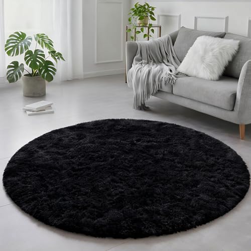 Amdrebio Black Round Rug 5Ft