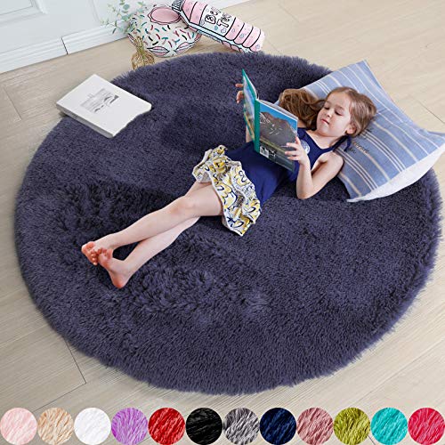Purple Gray Round Rugs 5Ft (Amdrebio)
