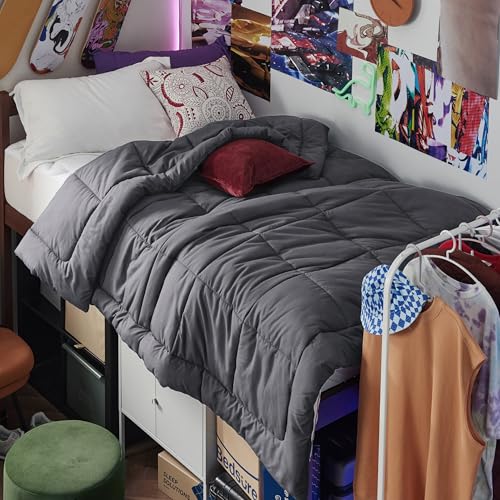 Bedsure Comforter Duvet Insert - Quilted Comforters Twin Size, All Season Duvet, GentleSoft Down Alternative Bedding, with 8 Tabs, Grey, Twin 88 x 68 Inches
