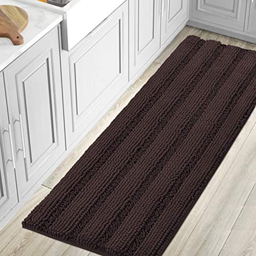H.VERSAILTEX Bathroom Rugs Bath Mat Runner Rug Non Slip Kitchen Rug Extra Long Bath Rug Runners Oversized 59" x 20" Absorbent Washable Dry Fast Plush Area Rug for Bathroom/Bedroom - Chocolate